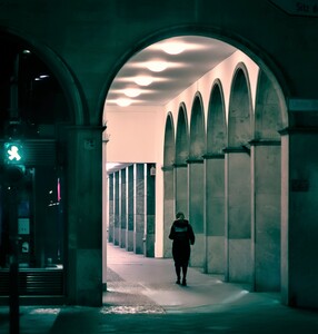 Urban Street Photography. Night Shot of Passage in Berlin, Copyright; 2023 by Sean P. Durham, Berlin, Germany